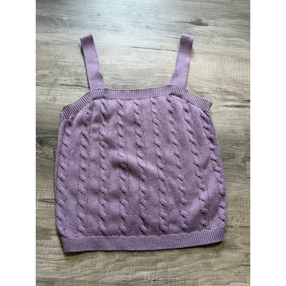 Joie Lavender Lilac Cable Knit Sweater Tank Top Sleeveless Knit Cami Size Medium